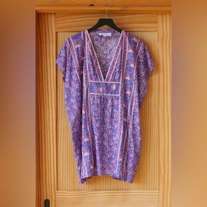 NWOT Emerson Fry Francina Organic Cotton Tunic in Violet Wildflower